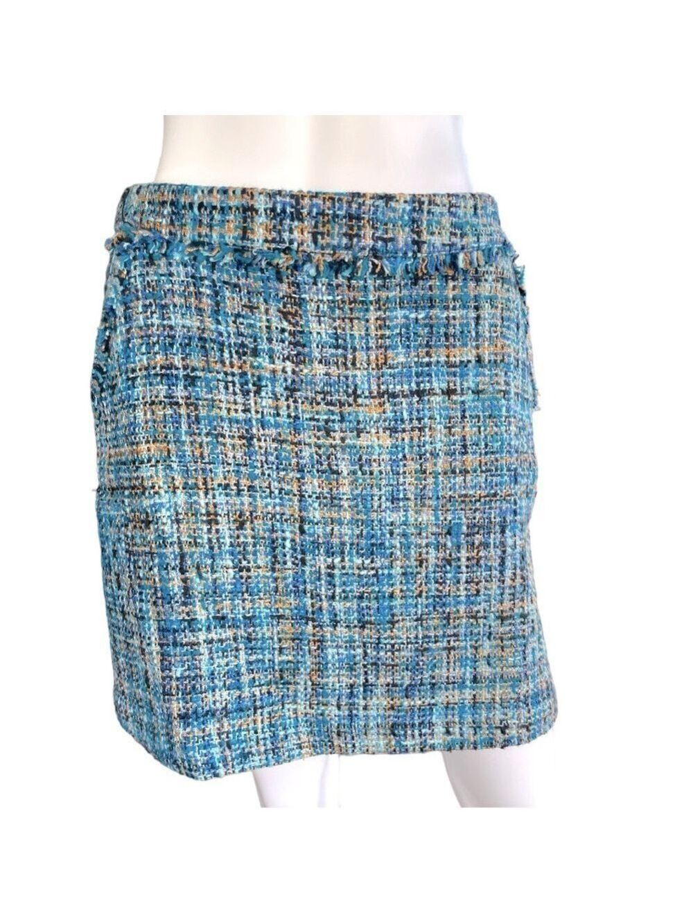 Loft Tweed Fringe Trim Mini Skirt Size 2